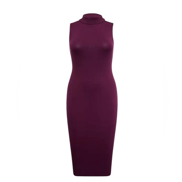 Torrid Burgundy Purple Jersey Mock Neck Bodycon Midi Dress Size: 1X - Picture 3 of 8